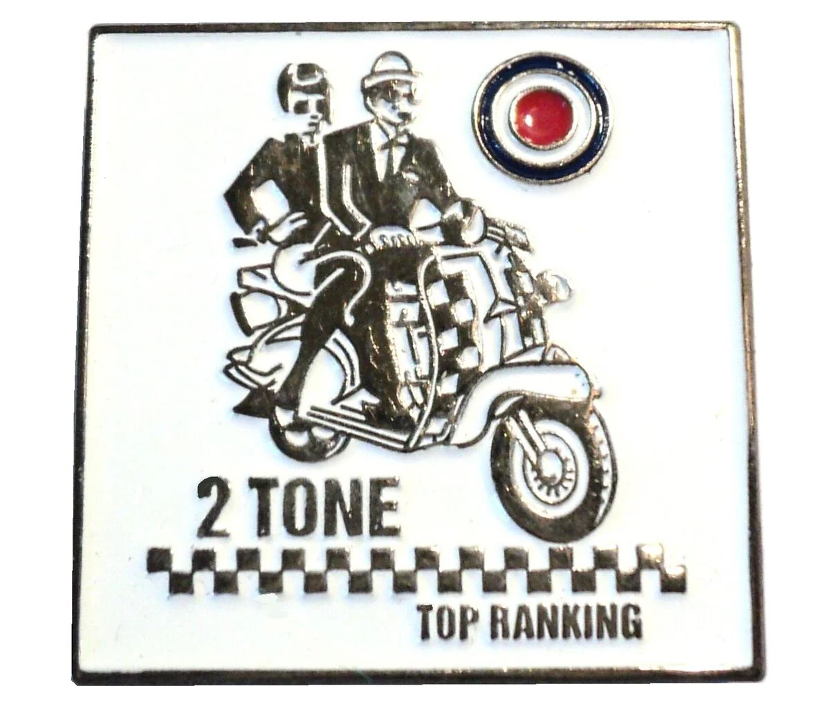 2 Tone Top Ranking Enamel Pin Badge Black/White - B7-49