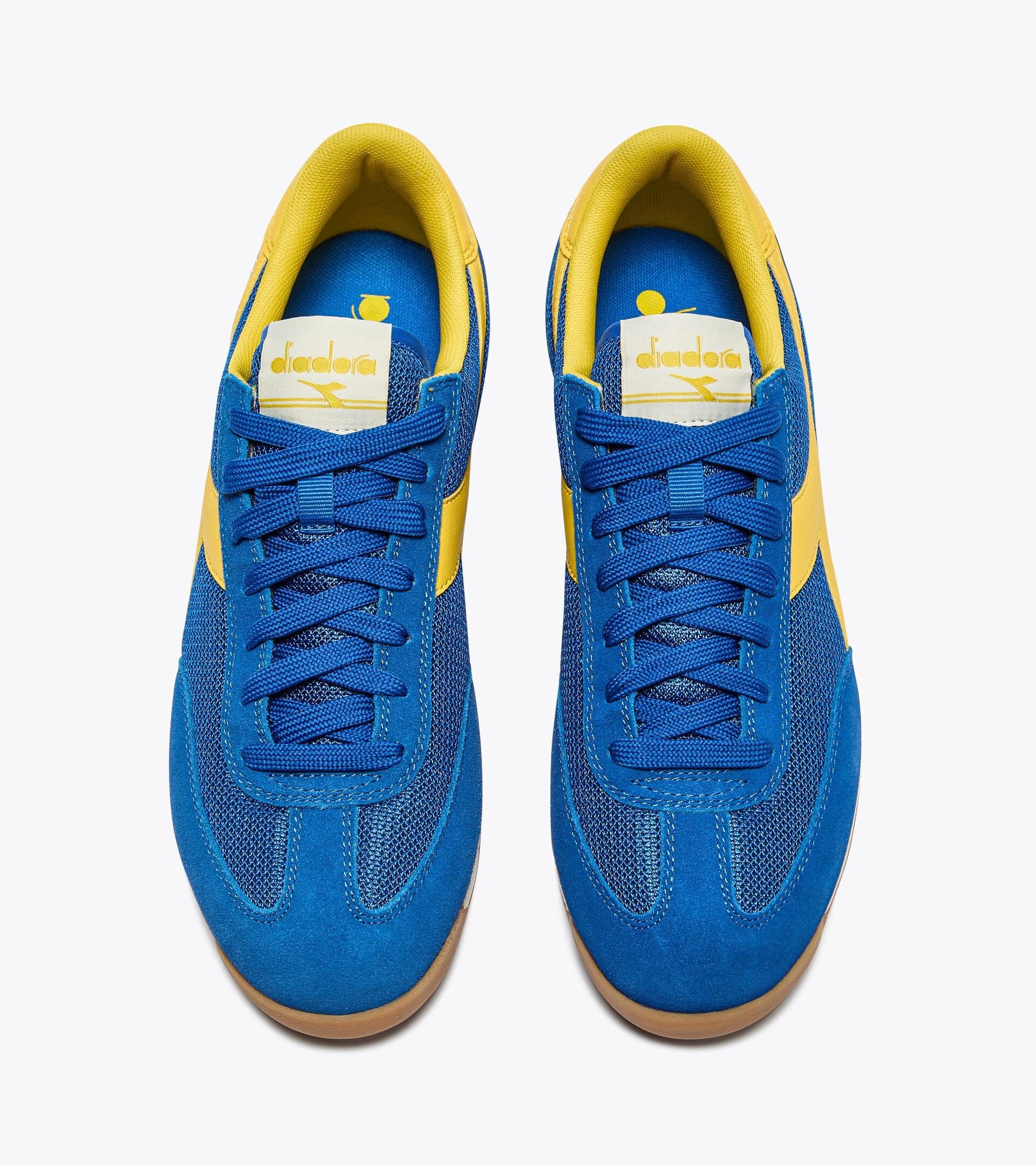 Diadora CROSS Low Profile Suede Trainer Blue/Yellow - 1519 - Image 5