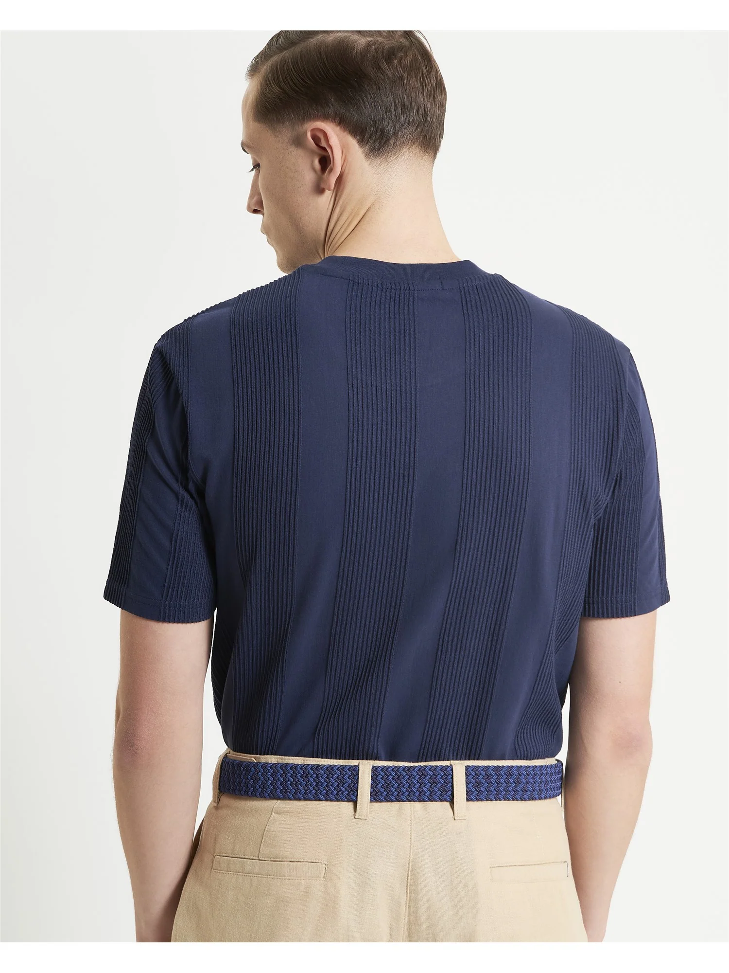 Ben Sherman Textured Vertical Stripe Tee Navy - 255 - Image 3