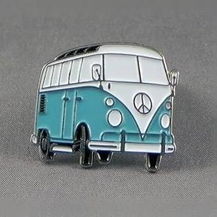 Blue Campervan Pin Badge - B5-29