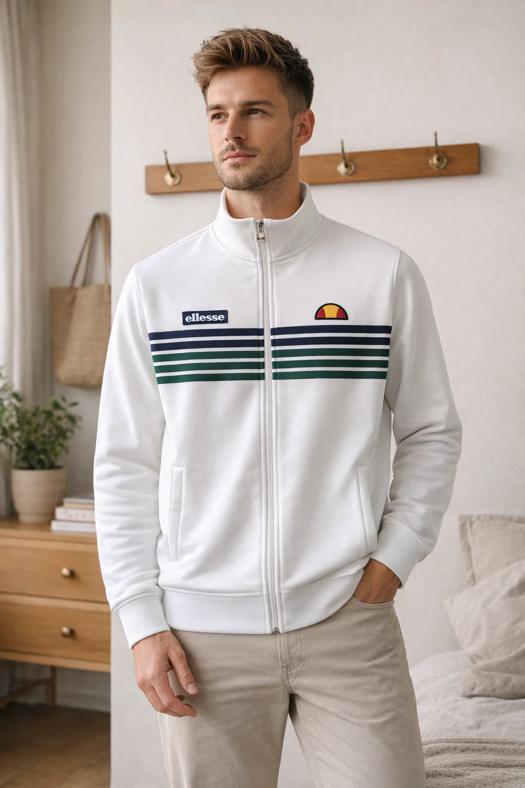 Ellesse Vincenza Track Top Off White Green - 506