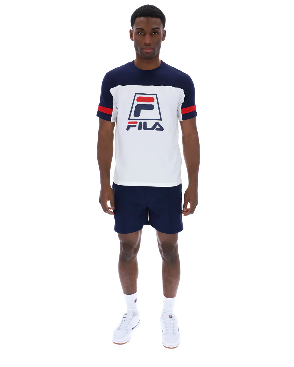 FILA Damon Cut and Sew Tee Navy/White/Red - 358 - Image 3