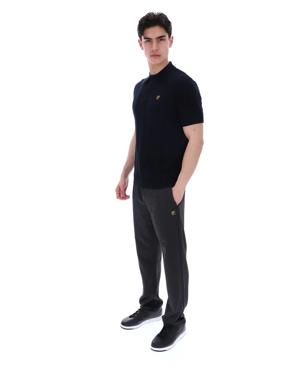 FILA Gold Barns Cable Pattern Knitted Polo Black - 198 - Image 5