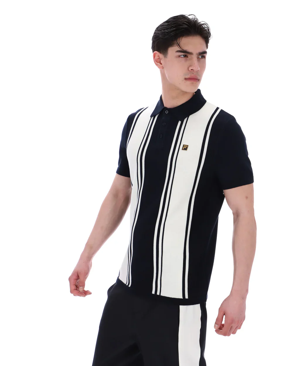 FILA Gold Buddy Bowling Style Knitted Polo Black/Ecru - 195