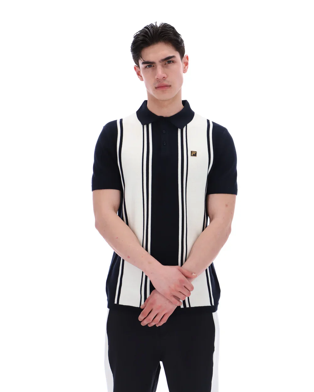 FILA Gold Buddy Bowling Style Knitted Polo Black/Ecru - 195 - Image 2