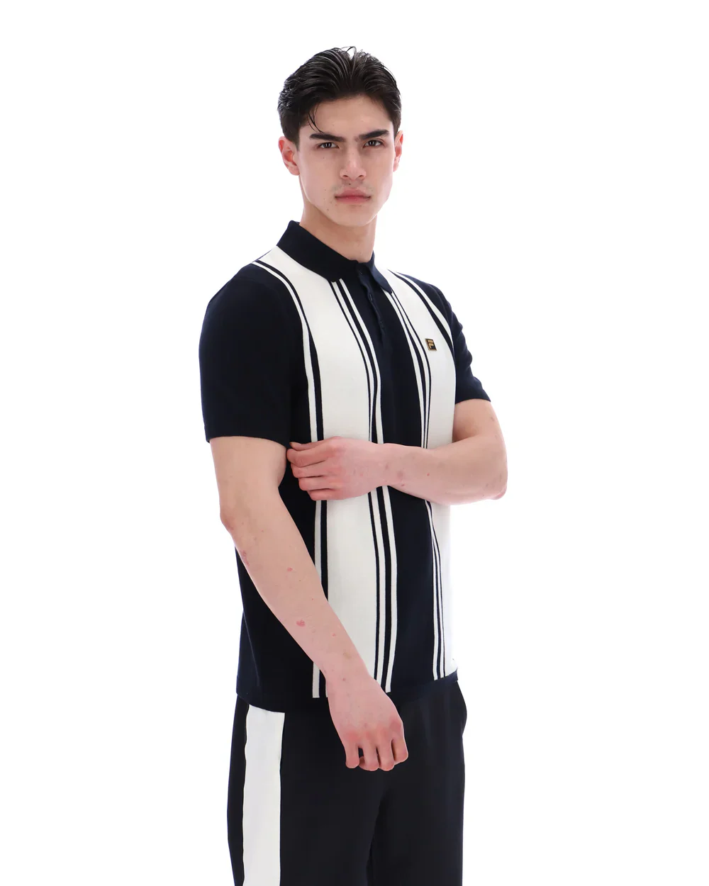FILA Gold Buddy Bowling Style Knitted Polo Black/Ecru - 195 - Image 7