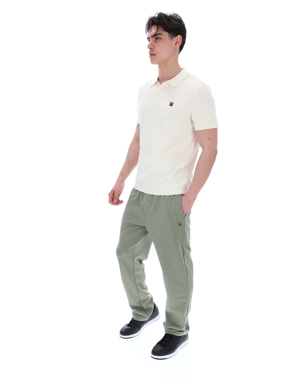 FILA Gold Denny diamond Knit open Collar Polo Ecru - 266 - Image 2