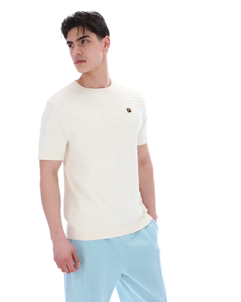 FILA Gold Don Textured Knitted Tee Ecru - 360 - Image 7