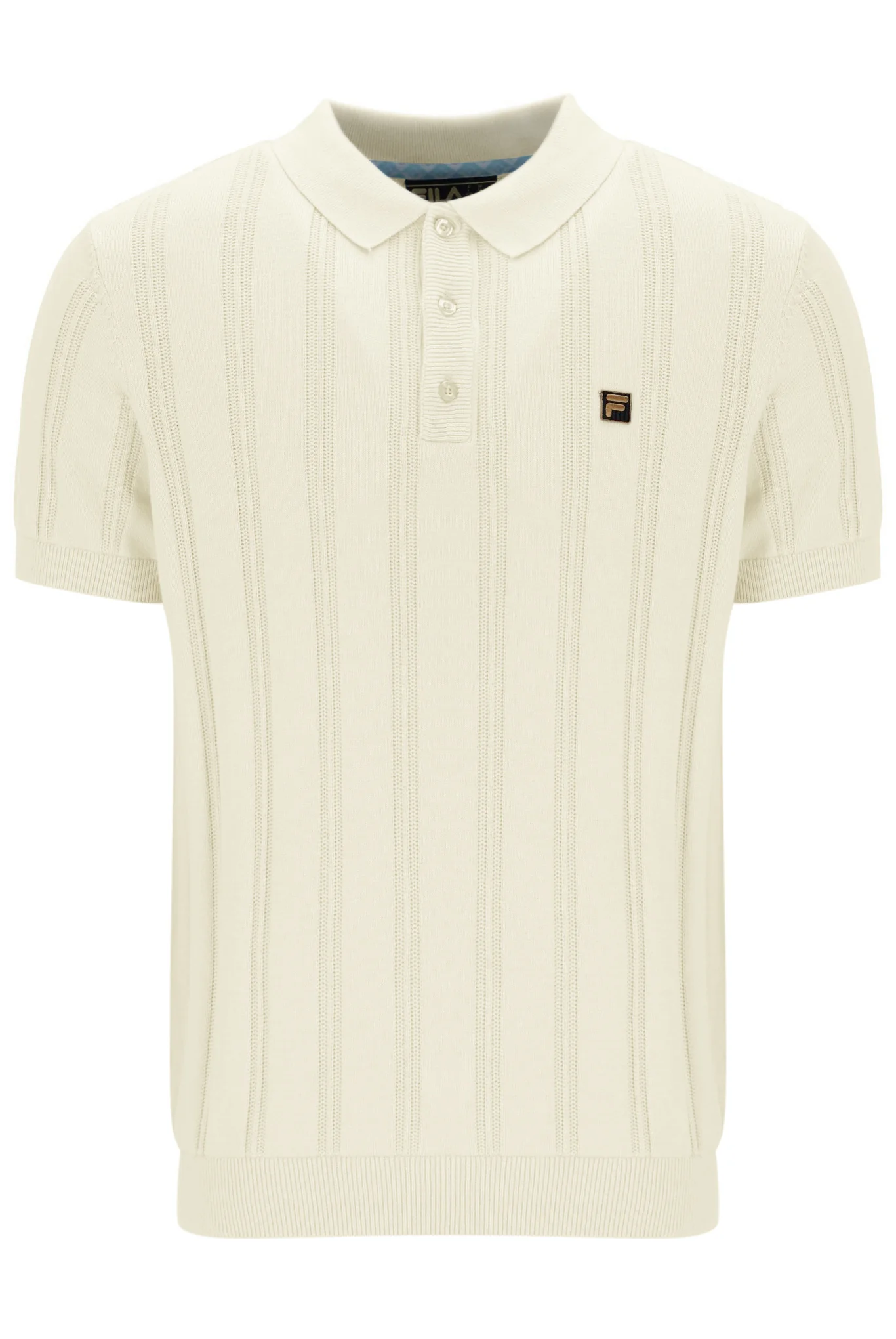 FILA Gold Kennedy Textured Stripe Knit Polo Ecru - 060 - Image 5