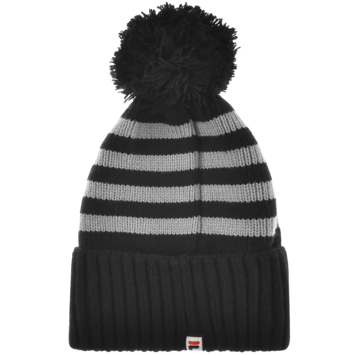 FILA Markee Chunky Knit Turn Up Bobble Hat Black/Grey - 1033 - Image 3