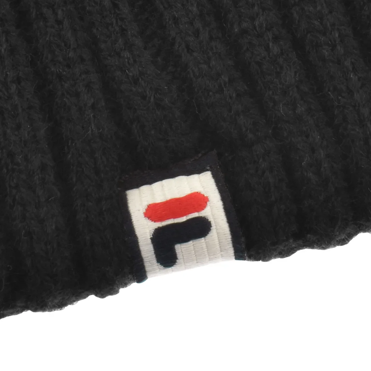 FILA Markee Chunky Knit Turn Up Bobble Hat Black/Grey - 1033 - Image 4