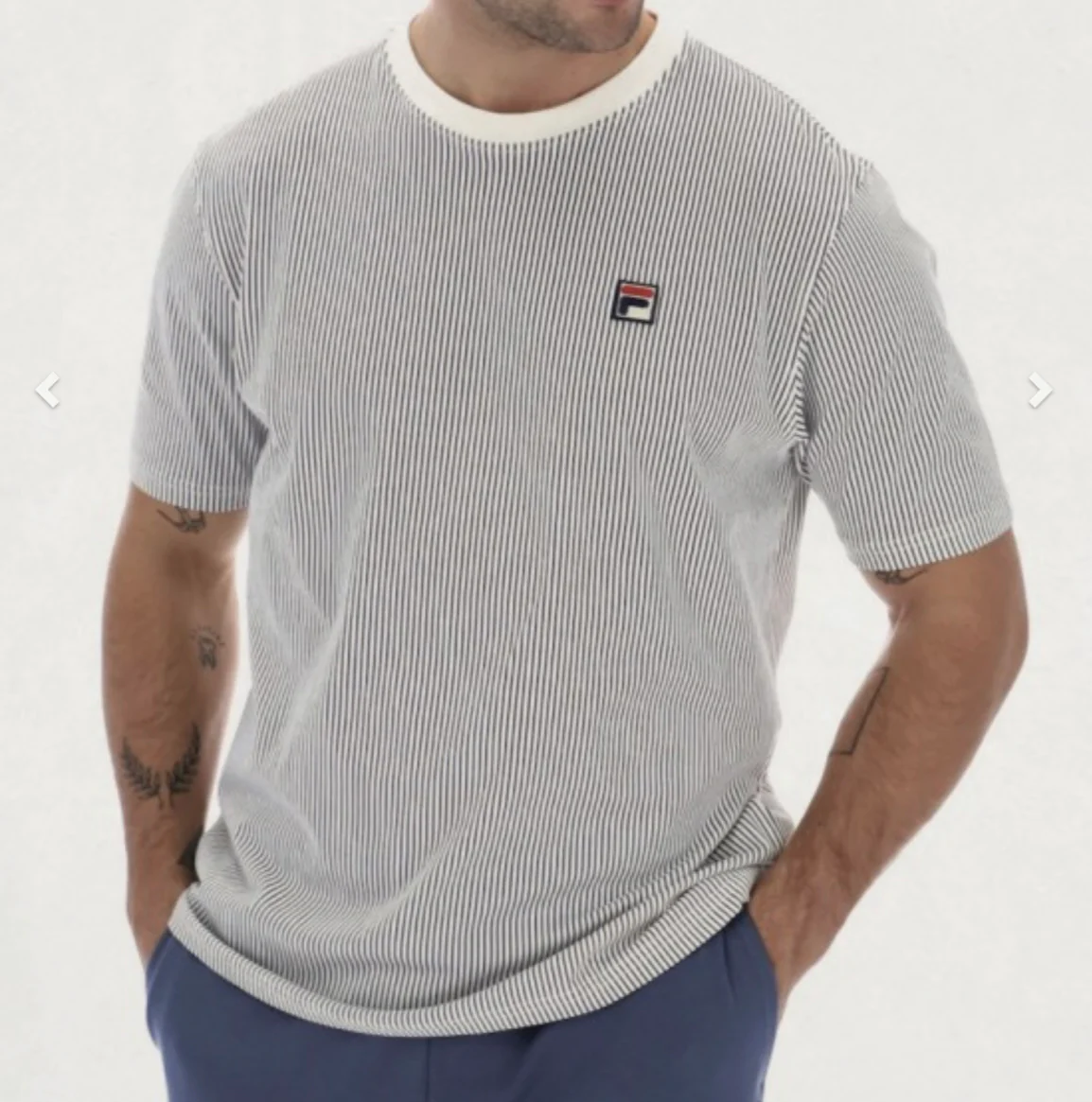 Fila Nilo Printed Pinstripe Tee Gardenia/Navy - 328