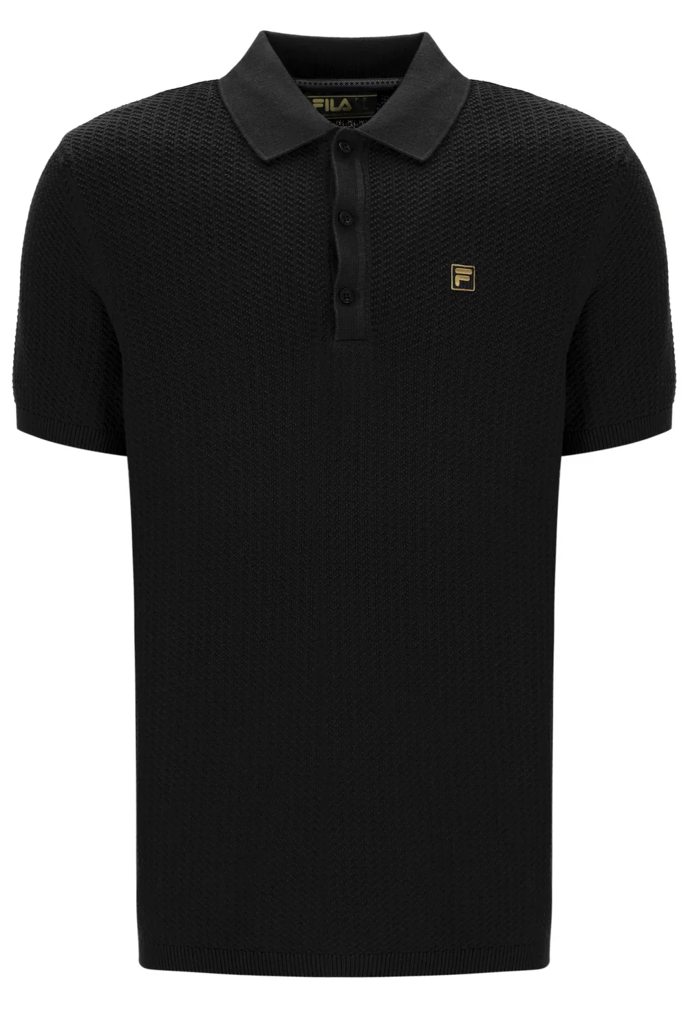 FILA Gold Sander Textured Knitted Polo Black - 010 - Image 8