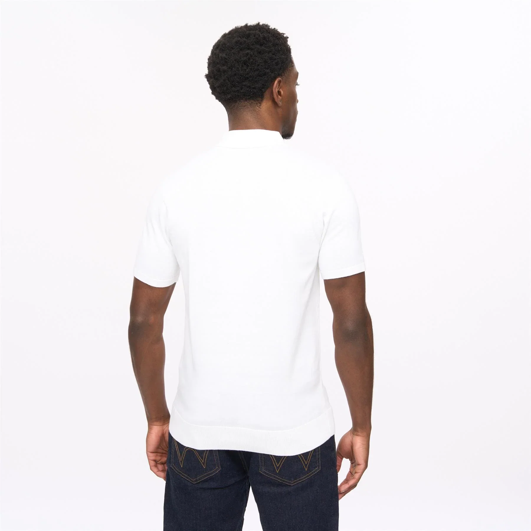 Gabicci Soda Knit SS Racing Stripe Polo White - 120 - Image 3