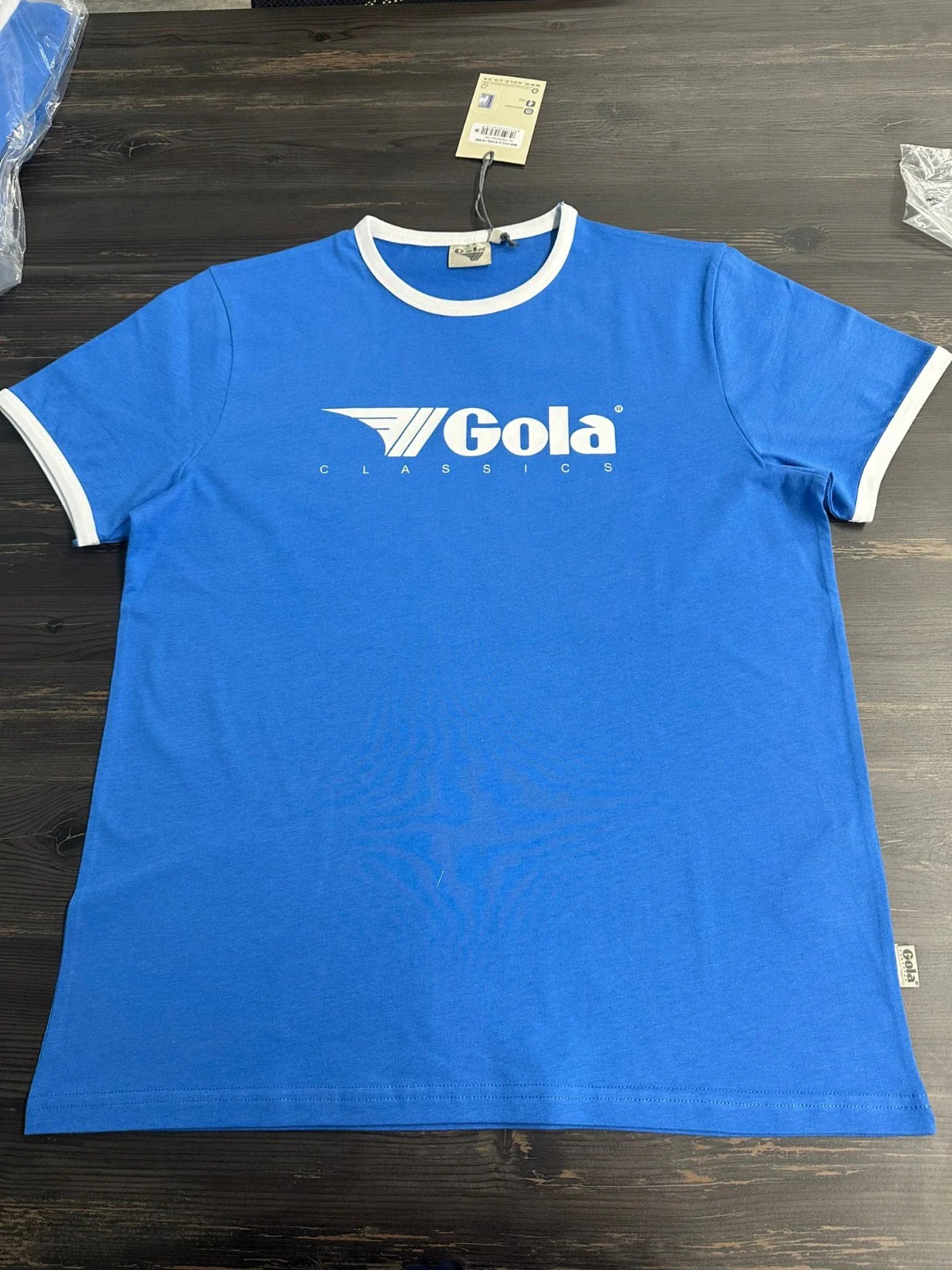 Gola Classic Printed Logo Ringer Tee Blue with white trim - 398 - Image 5
