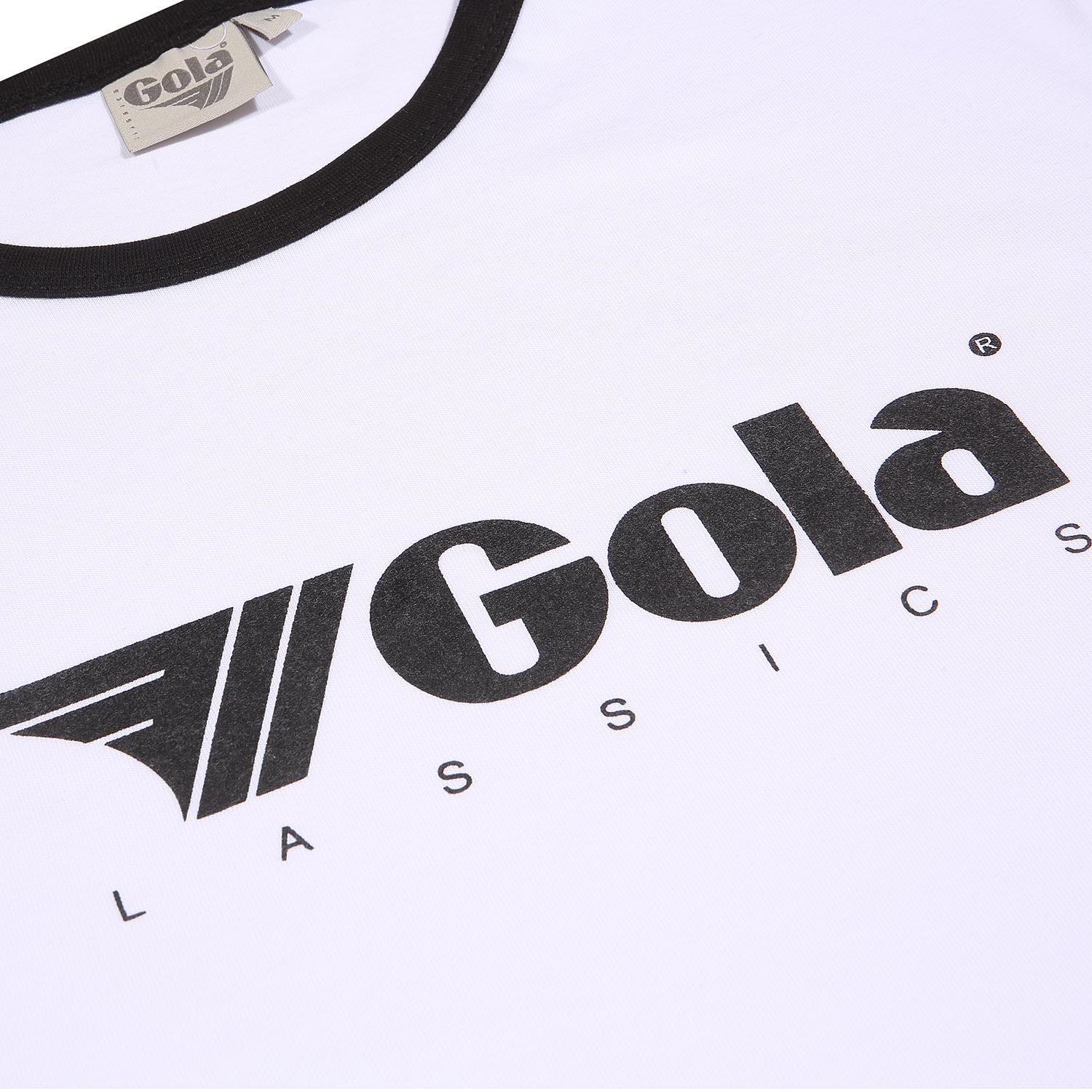 Gola Classic Printed Logo Ringer Tee White With Black Trim - 101 - Image 3