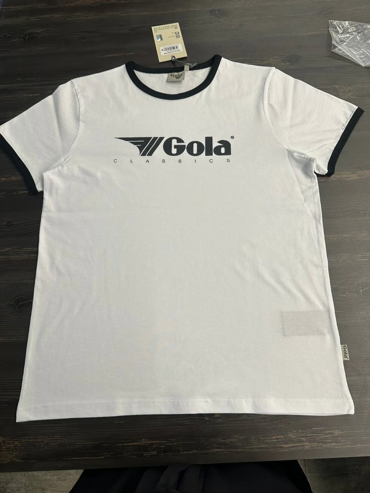 Gola Classic Printed Logo Ringer Tee White With Black Trim - 101 - Image 6