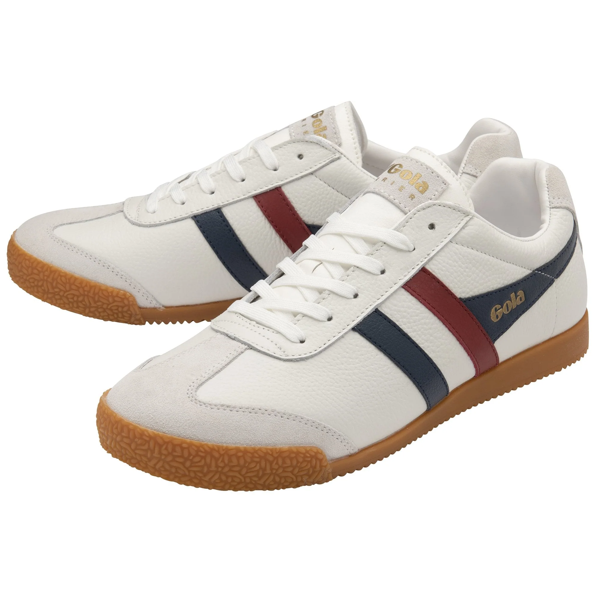 Gola Classics Harrier Leather Trainers White/Navy/Red - Image 3
