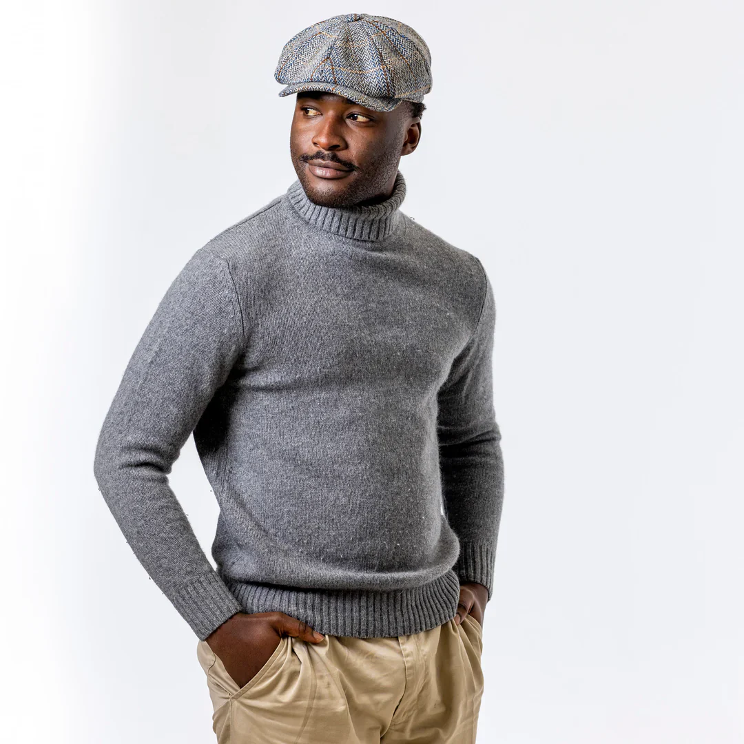 Heritage Hat Carlyle Newsboy Cap Jumbo Herringbone Grey (Hat 610) - 1045 - Image 3