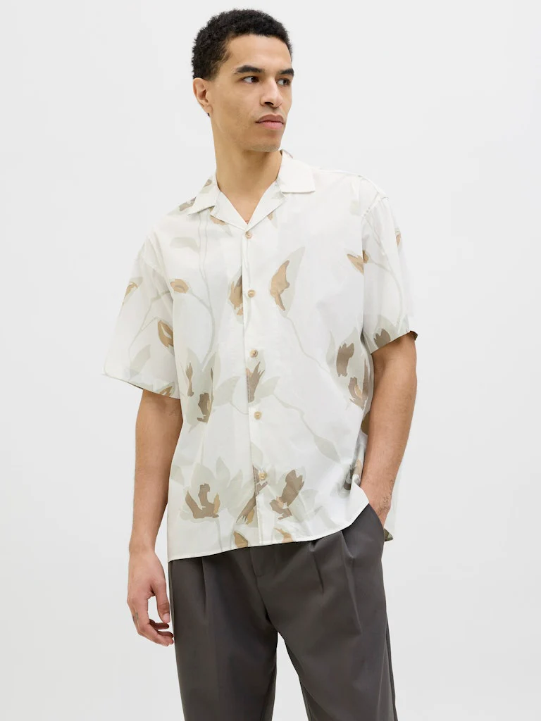 Jack & Jones Blapalermo Print Resort SS Shirt Cream - 092