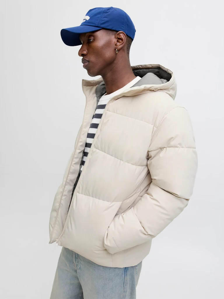 Jack & Jones Global Puffer Jacket Coat Ecru - 680