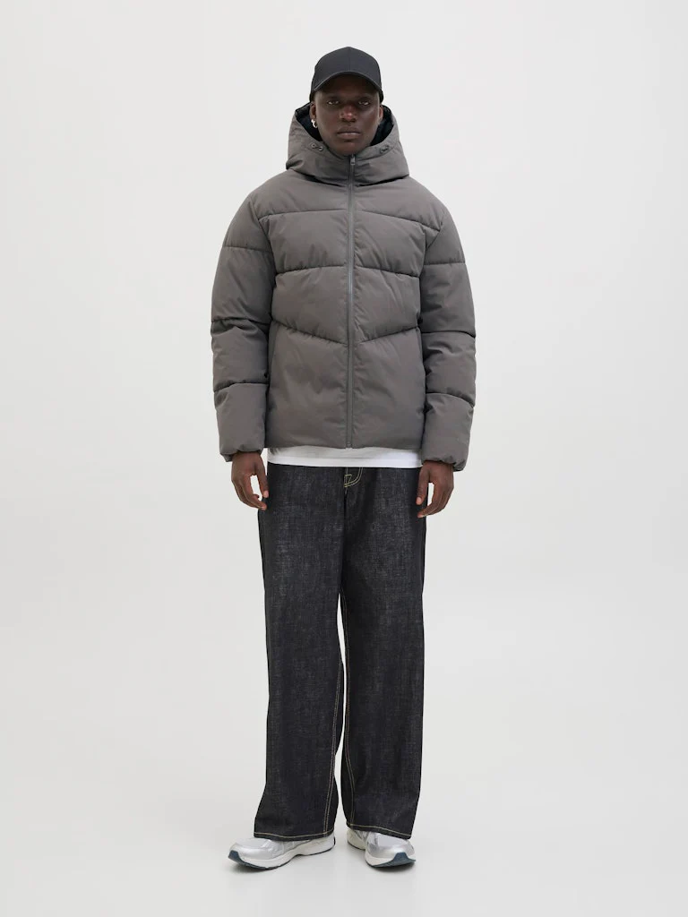 Jack & Jones Global Puffer Jacket Coat Grey - 627 - Image 3