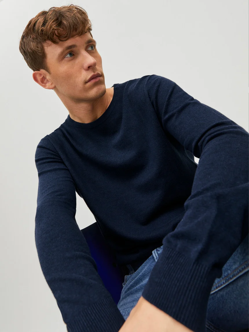 Jack & Jones James Crew Neck Knitwear Jumper Navy - 583 - Image 2