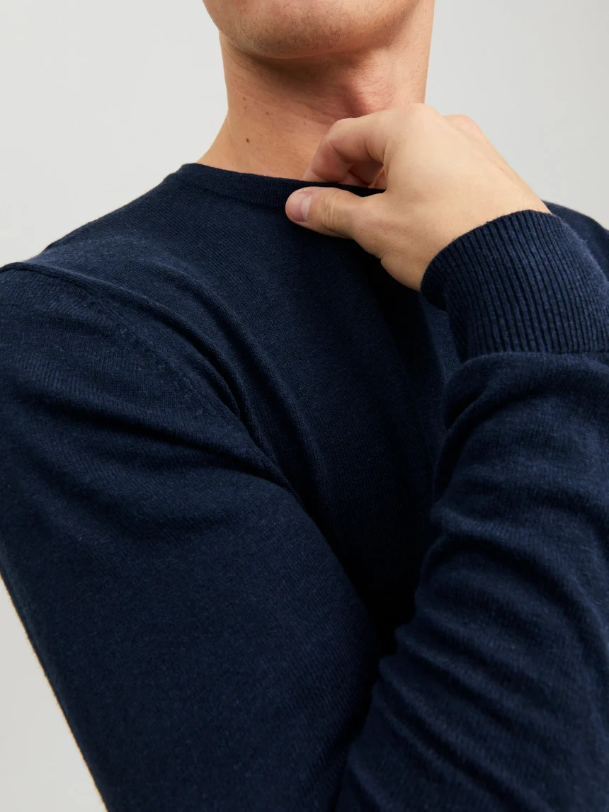 Jack & Jones James Crew Neck Knitwear Jumper Navy - 583 - Image 4