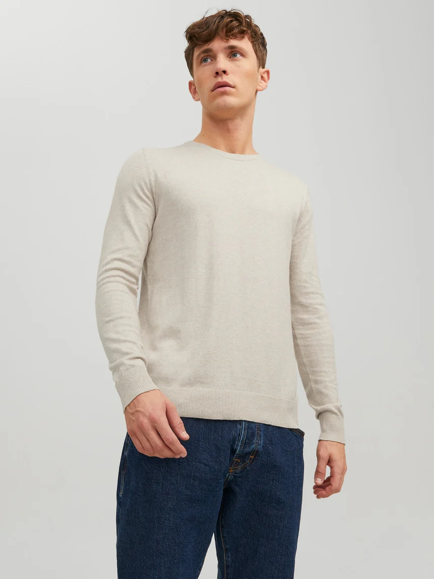 Jack & Jones James Crew Neck Knitwear Jumper Stone - 580