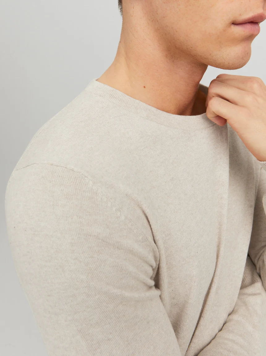 Jack & Jones James Crew Neck Knitwear Jumper Stone - 580 - Image 7