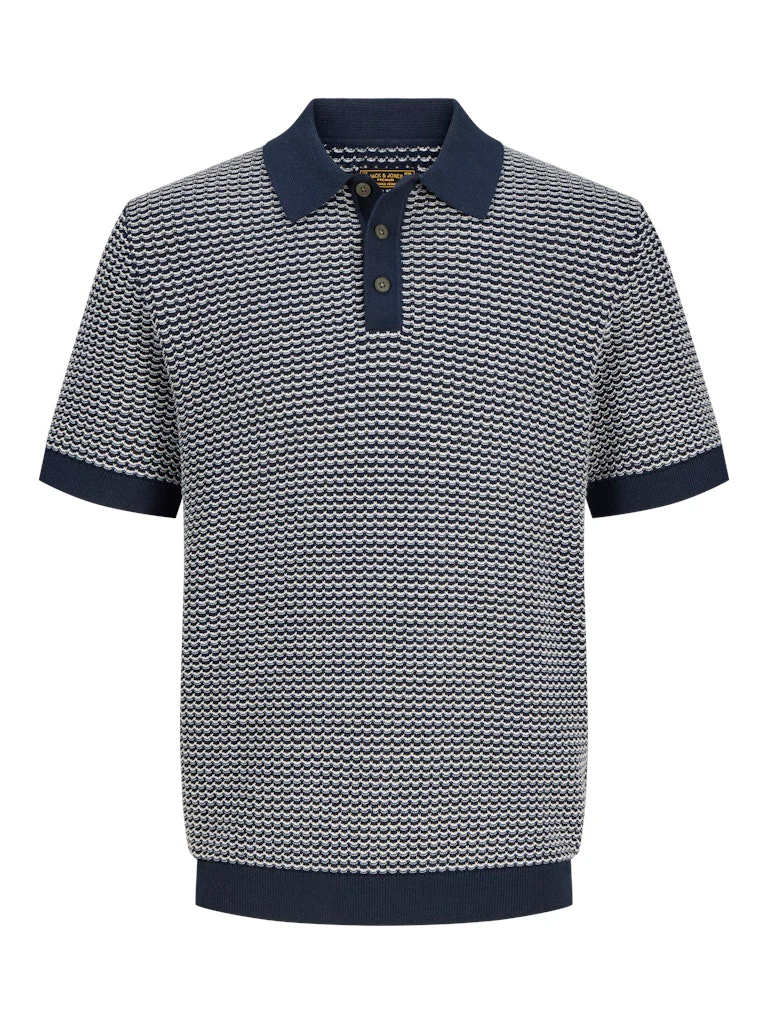 Jack & Jones Kingsley Knit SS Polo Navy - 066 - Image 2