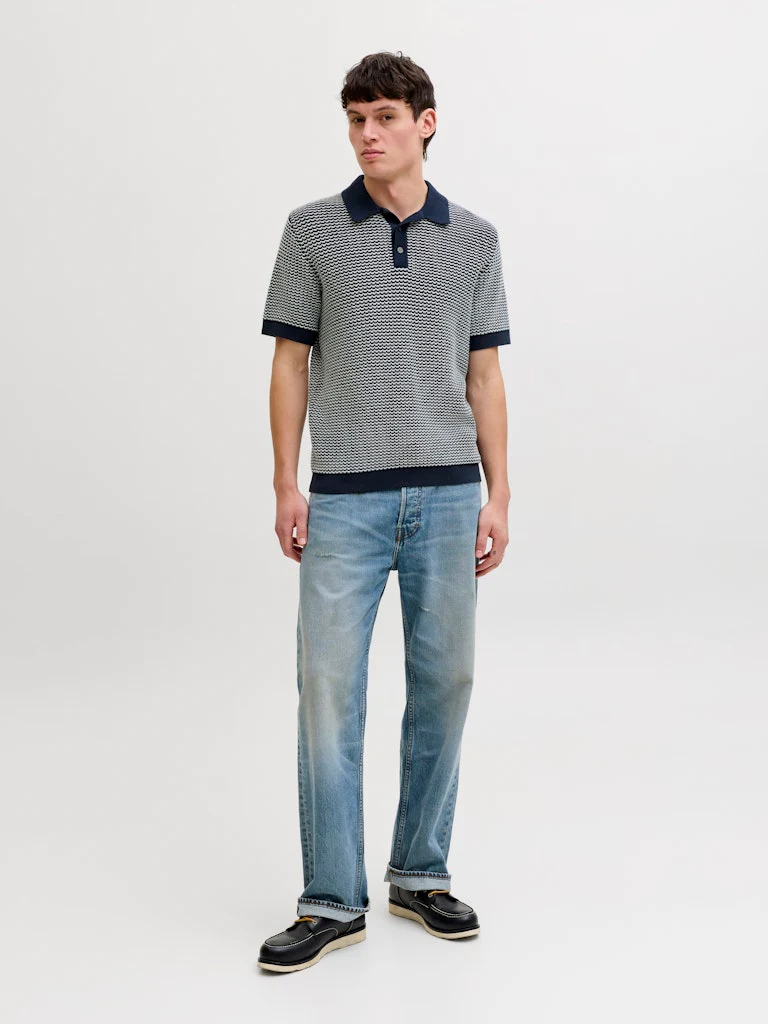 Jack & Jones Kingsley Knit SS Polo Navy - 066 - Image 3