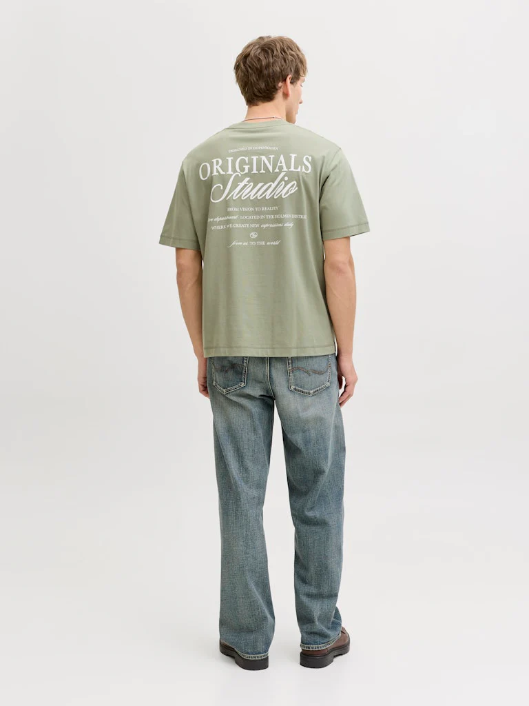 Jack & Jones Loose Fit Back Print Tee Seagrass Green - 384