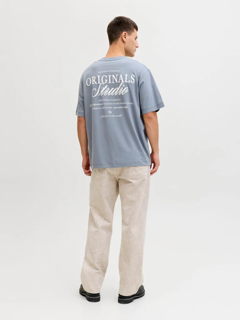 Jack & Jones Loose Fit Back Print Tee Tradewinds Grey - 380 - Image 2