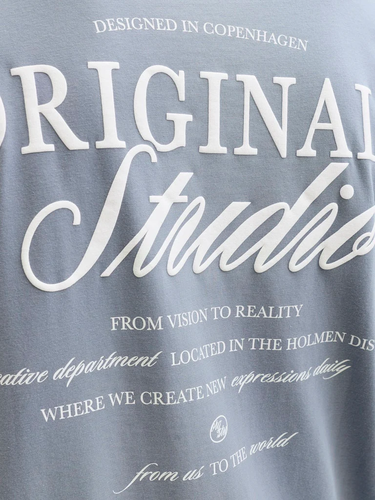 Jack & Jones Loose Fit Back Print Tee Tradewinds Grey - 380 - Image 4