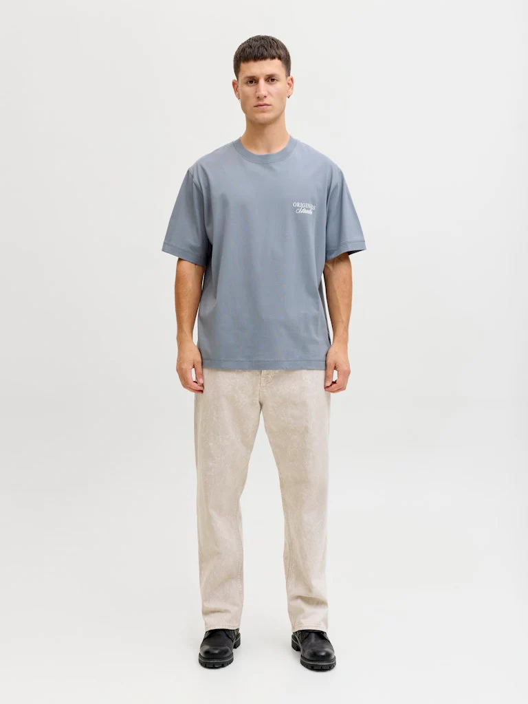 Jack & Jones Loose Fit Back Print Tee Tradewinds Grey - 380 - Image 5