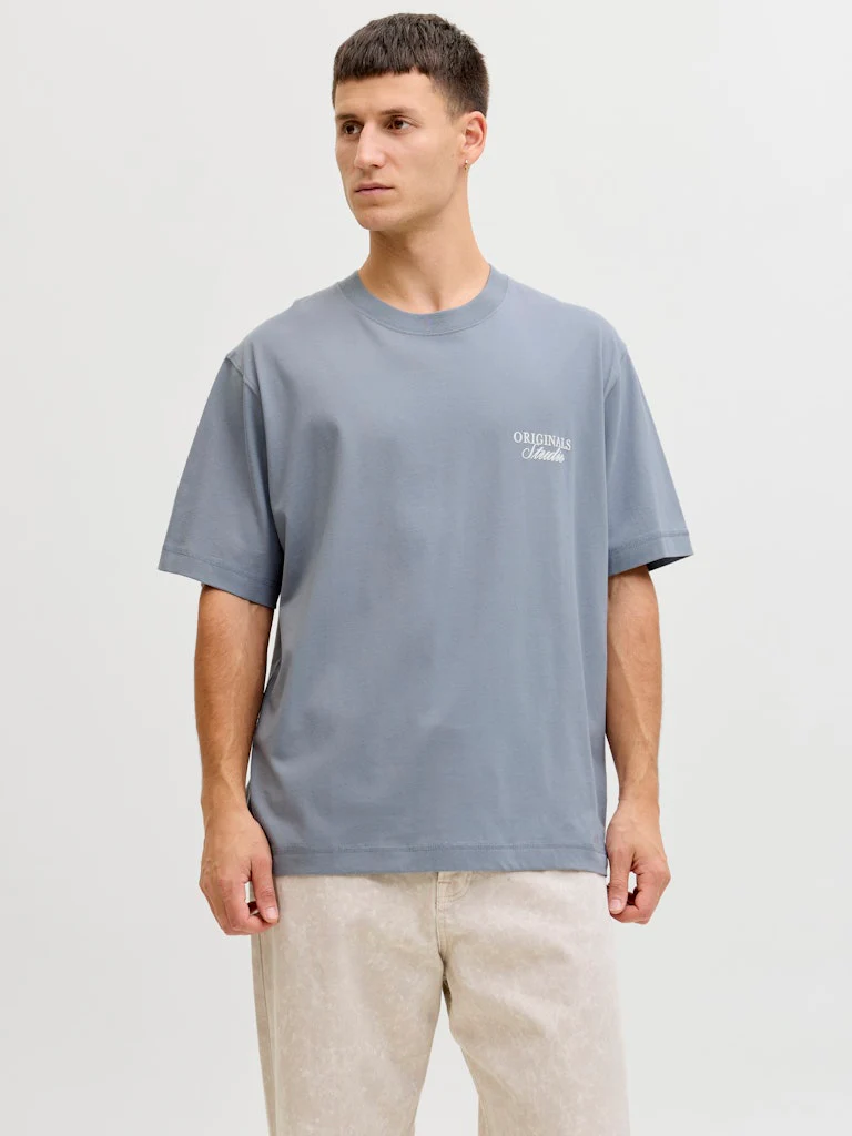 Jack & Jones Loose Fit Back Print Tee Tradewinds Grey - 380 - Image 6