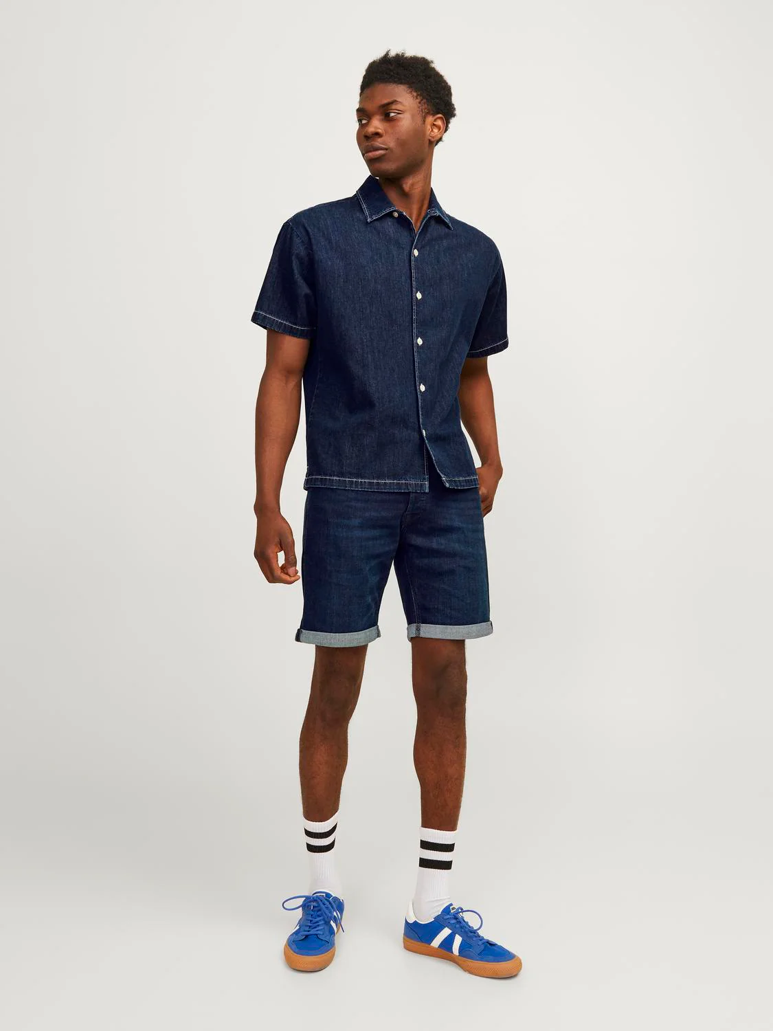 Jack & Jones Rick AM 610 Denim Shorts Solid Dark Blue - 810 - Image 2
