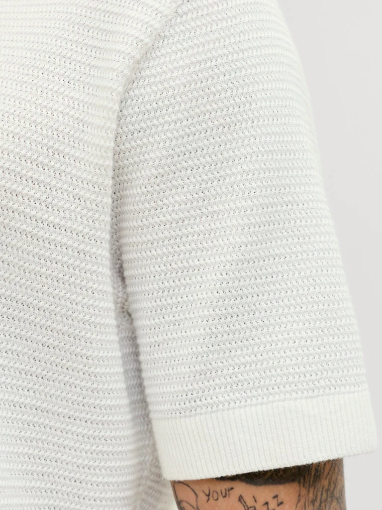 Jack & Jones Riley Knit SS Polo (Cloud Dancer) Ecru - 050 - Image 4