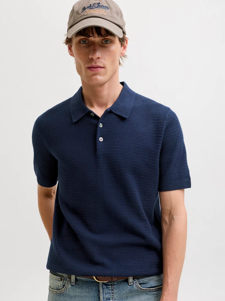 Jack & Jones Riley Knit SS Polo (Sky Captain) Navy Blue - 044
