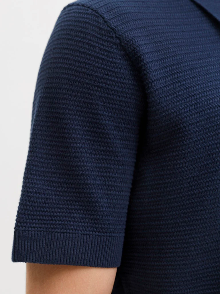 Jack & Jones Riley Knit SS Polo (Sky Captain) Navy Blue - 044 - Image 3