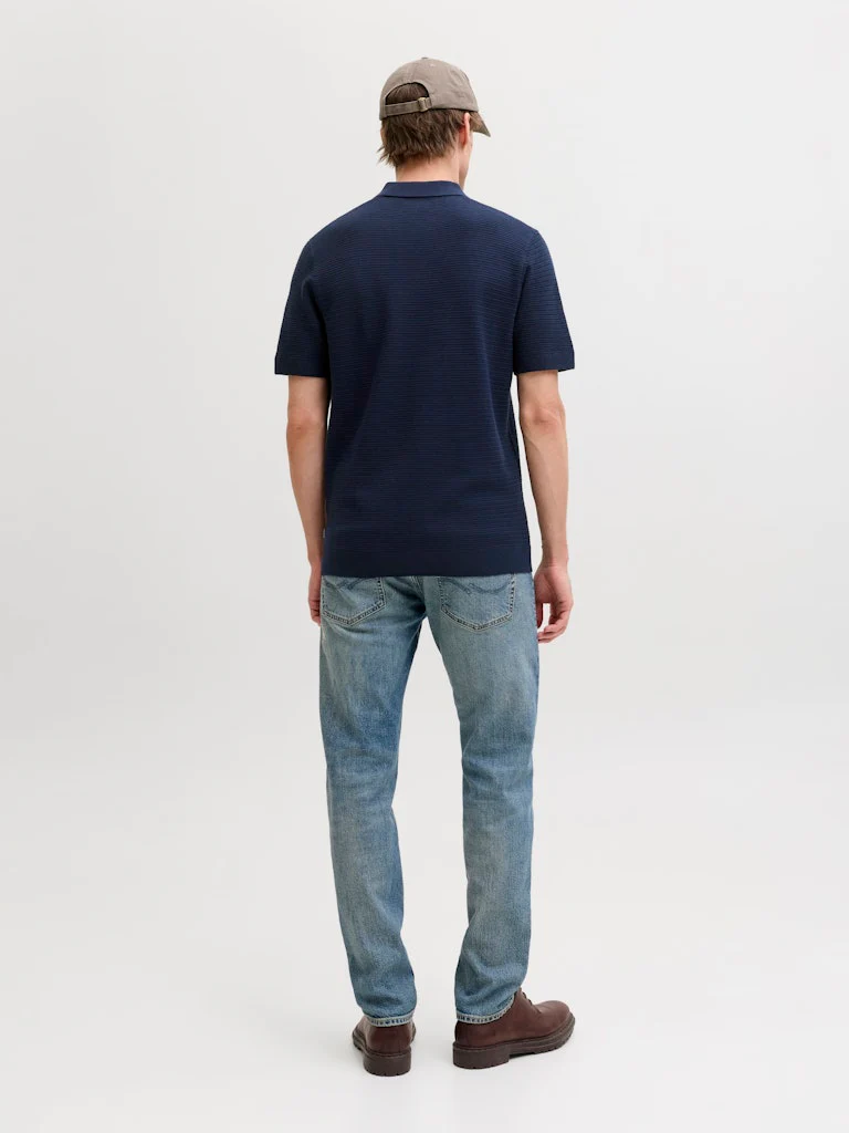 Jack & Jones Riley Knit SS Polo (Sky Captain) Navy Blue - 044 - Image 4