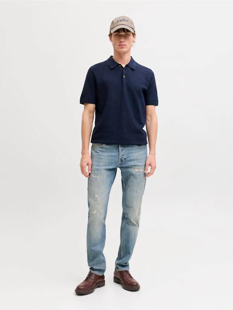 Jack & Jones Riley Knit SS Polo (Sky Captain) Navy Blue - 044 - Image 6