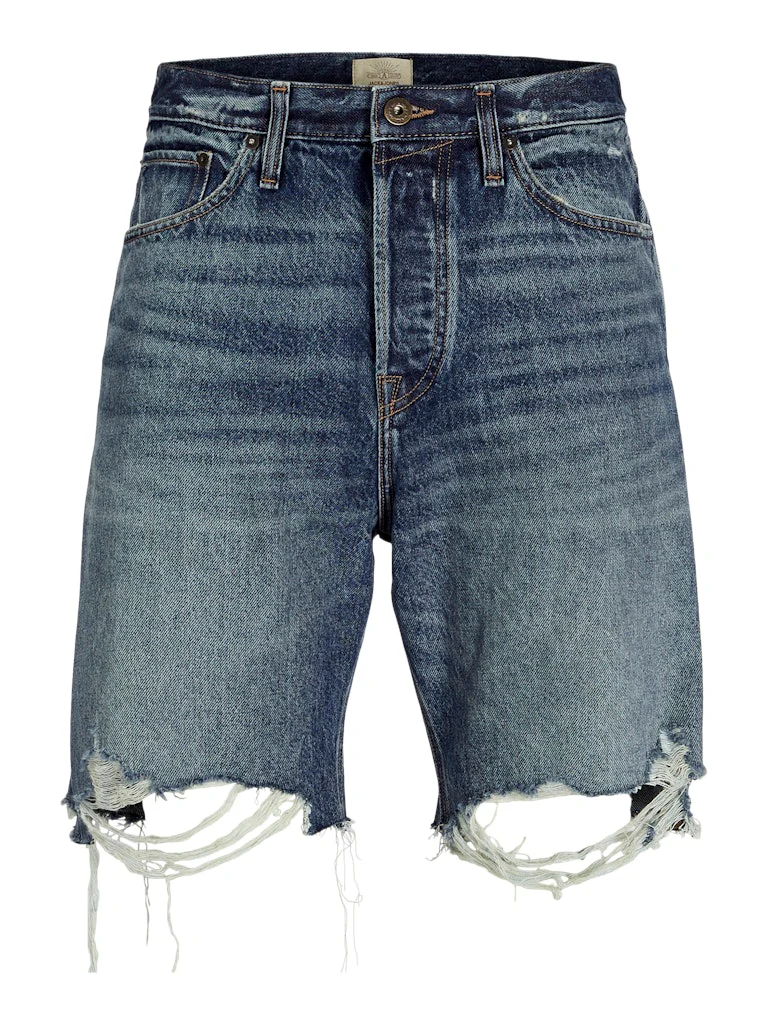 Jack & Jones Tony Cooper 590 Loose Fit Distressed Denim Shorts Mid Blue - 939 - Image 5