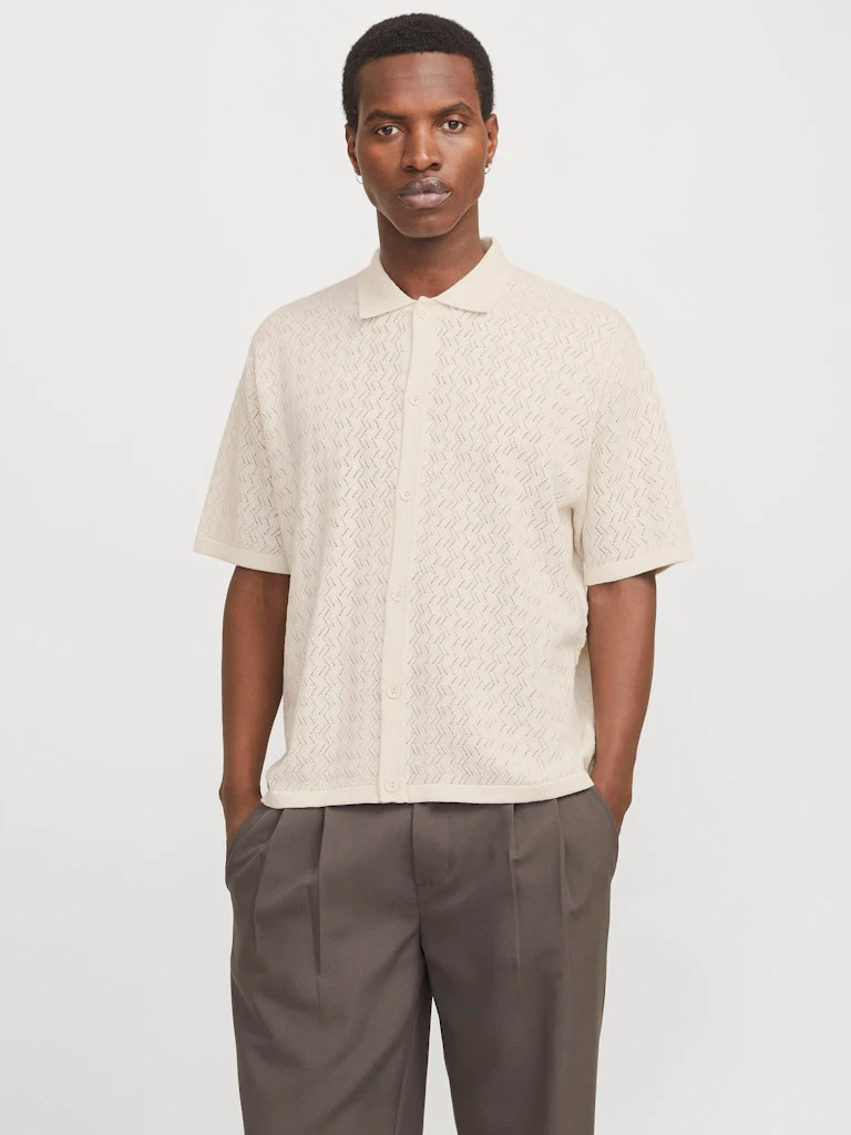 Jack & Jones Tyler SS Knit Polo Sea Salt Ecru - 147