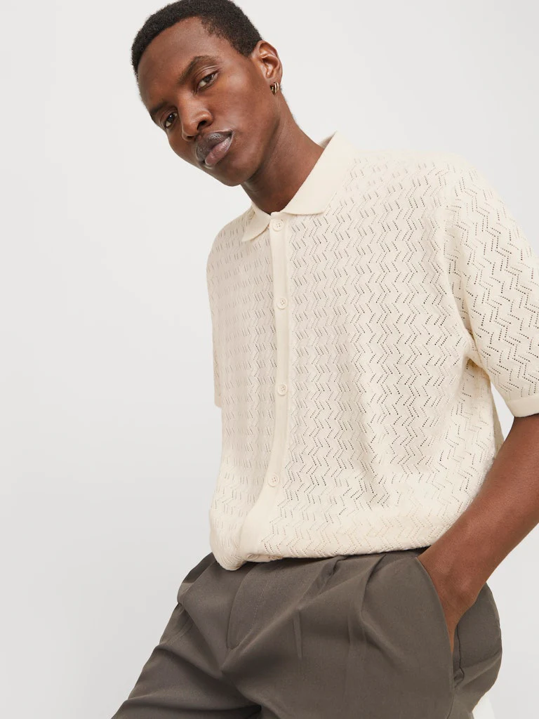 Jack & Jones Tyler SS Knit Polo Sea Salt Ecru - 147 - Image 3
