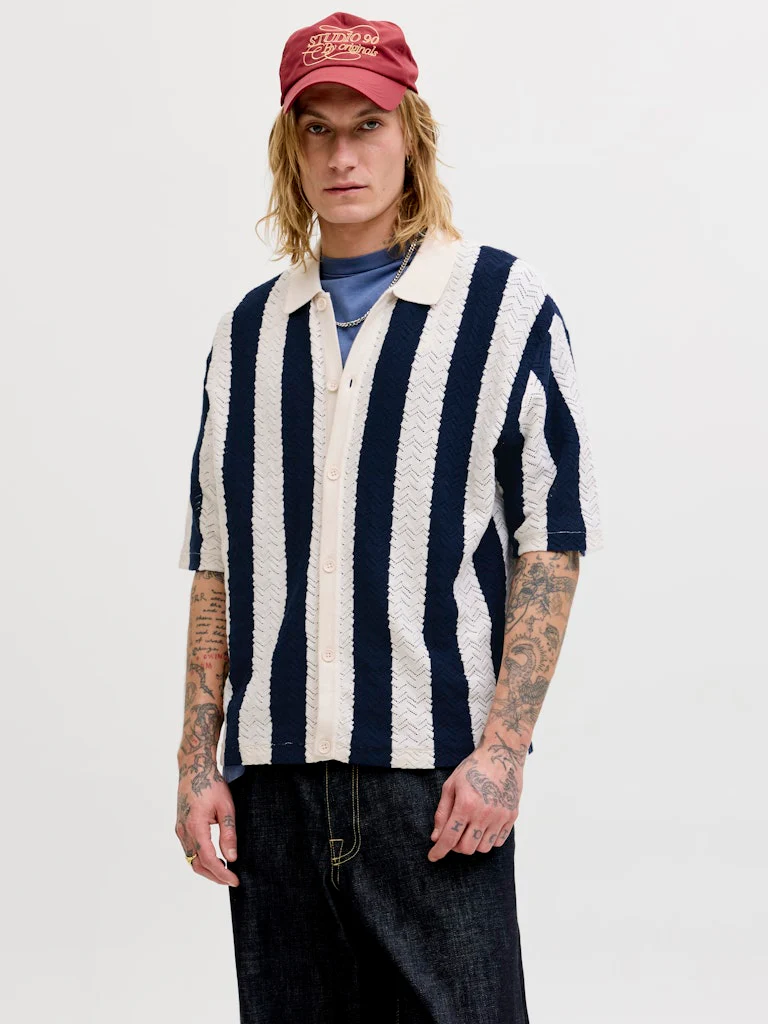 Jack & Jones Tyler SS Knit Polo Ecru/Navy - 148