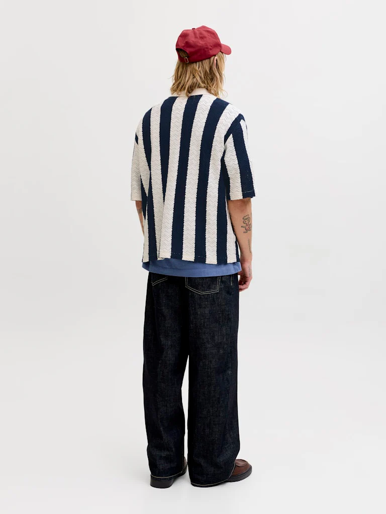 Jack & Jones Tyler SS Knit Polo Ecru/Navy - 148 - Image 3