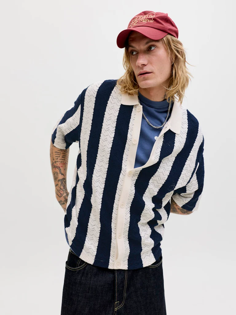 Jack & Jones Tyler SS Knit Polo Ecru/Navy - 148 - Image 6