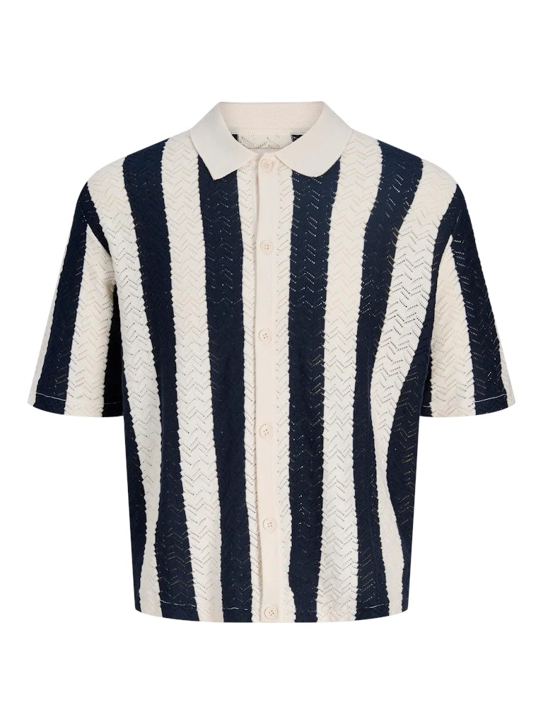 Jack & Jones Tyler SS Knit Polo Ecru/Navy - 148 - Image 7